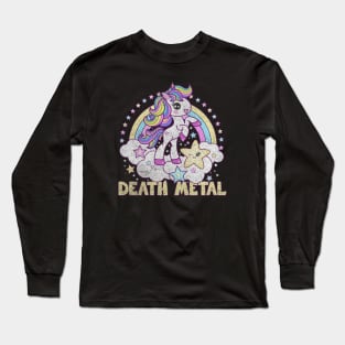 Death Metal - Unicorn Pony - Distressed Long Sleeve T-Shirt